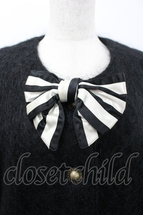 画像3: INGEBORG / ボーダーリボンボアジャケット  黒Ｘ白 I-26-02-28-070-LO-JA-SA-ZI (3)