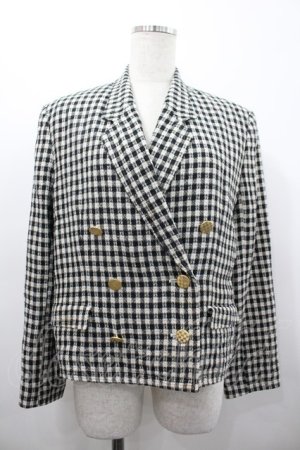 画像: INGEBORG / チェックダブルボタンジャケット  黒Ｘ白 I-26-02-28-071-LO-JA-SA-ZI