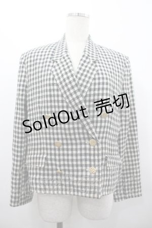 画像: INGEBORG / チェックダブルボタンジャケット  黒Ｘ白 I-26-02-28-071-LO-JA-SA-ZI