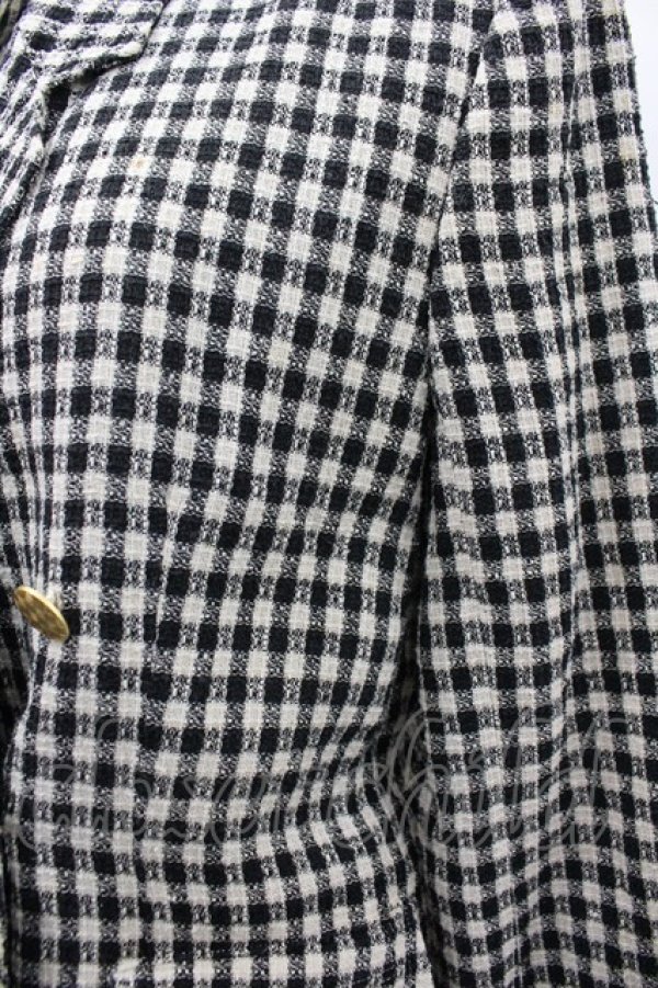 画像4: INGEBORG / チェックダブルボタンジャケット  黒Ｘ白 I-26-02-28-071-LO-JA-SA-ZI (4)