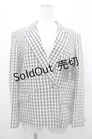 画像: PINK HOUSE / チェック&ドットリボンジャケット  白Ｘ黒チェック I-26-02-28-072-LO-JA-SA-ZI