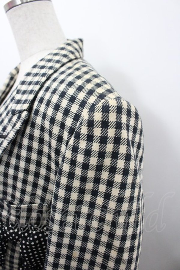 画像4: PINK HOUSE / チェック&ドットリボンジャケット  白Ｘ黒チェック I-26-02-28-072-LO-JA-SA-ZI (4)