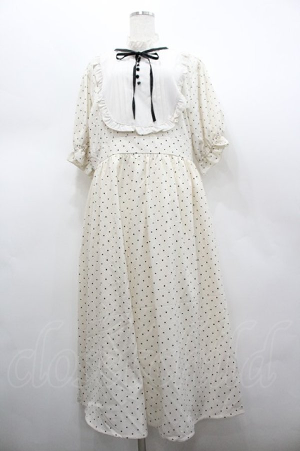 画像1: m petit by misako / 梨地水玉切り替えワンピース 4L 中白 I-26-02-28-076-LO-OP-SA-ZI (1)