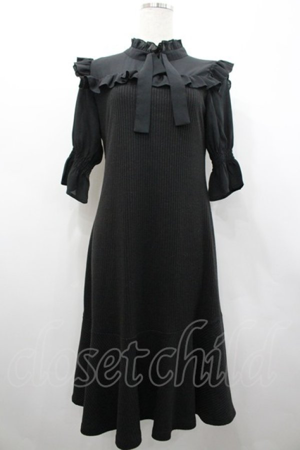 画像1: Ank Rouge / ハイネックニットロングワンピース  黒 I-26-02-28-082-CA-AC-SA-ZI (1)