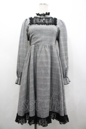 画像: Favorite / レース切り替えチェックハイネックワンピース  グレーチェックＸ黒 I-26-02-28-084-LO-OP-SA-ZI