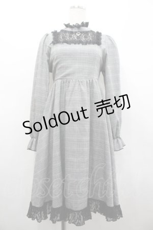画像: Favorite / レース切り替えチェックハイネックワンピース  グレーチェックＸ黒 I-26-02-28-084-LO-OP-SA-ZI