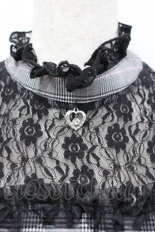 画像3: Favorite / レース切り替えチェックハイネックワンピース  グレーチェックＸ黒 I-26-02-28-084-LO-OP-SA-ZI (3)