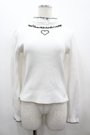 画像: MA*RS / 襟ワントーンハートくり抜きテレコトップス  ホワイト×ホワイト I-26-02-28-009-0-TO-TE-ZI