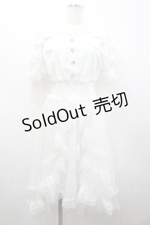 画像: NOEMIE / ハートビジューボタン半袖ワンピース  白 I-26-02-28-089-LO-OP-SA-ZI