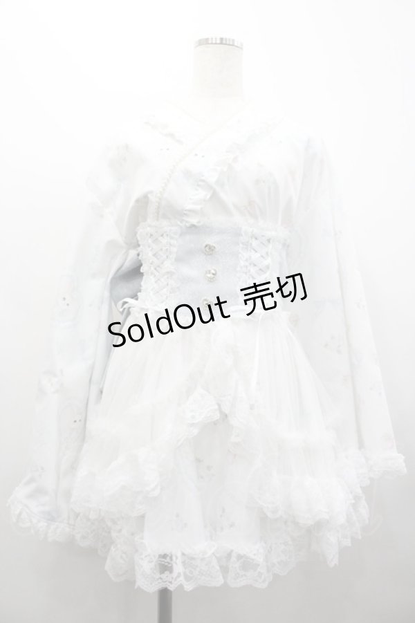 画像1: NOEMIE / うさぎさんチュールフレア浴衣ドレス  白Ｘサックス I-26-02-28-090-LO-OP-SA-ZI (1)