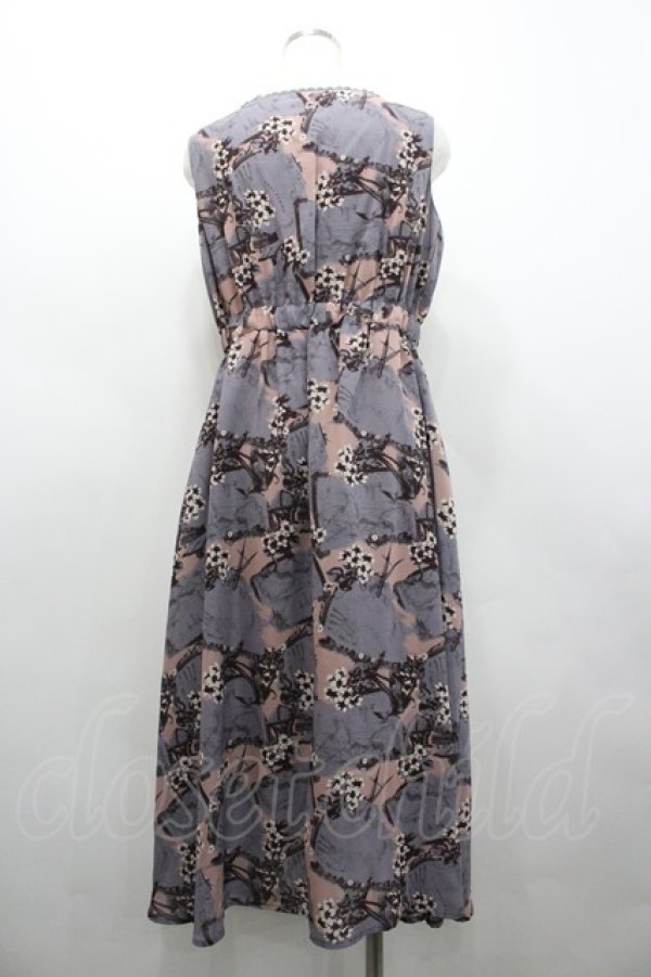 画像2: axes femme / ヴィンテージマップ柄ワンピ  ラベンダー I-26-02-28-093-AX-OP-SA-ZI (2)