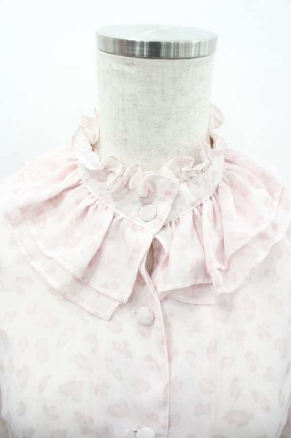 画像3: Ank Rouge / ハートレオパードシフォンハイネックブラウス  白Ｘピンク I-26-02-28-001-CA-BL-SA-ZI (3)