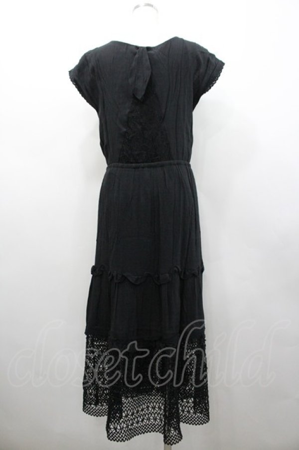 画像2: axes femme / プリント&裾メッシュ切替半袖ワンピース  黒Ｘグレー I-26-02-28-094-AX-TO-SA-ZI (2)