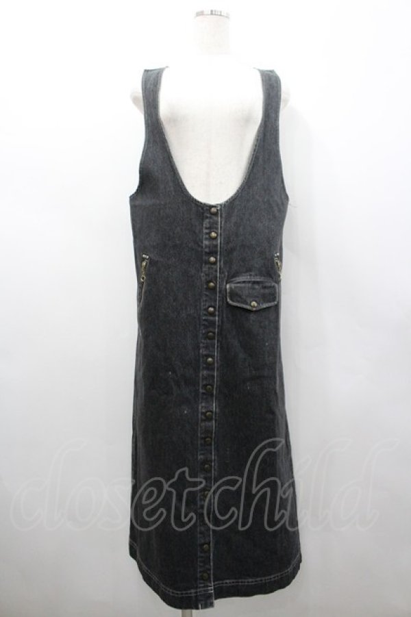 画像1: PINK HOUSE / スナップボタンデニムジャンパースカート  黒デニム I-26-02-28-102-LO-OP-SA-ZI (1)