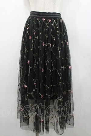 画像: LOLITAその他(お買取対象外) / フラワー刺繍チュールスカート  黒 I-26-02-28-106-LO-SK-SA-ZI
