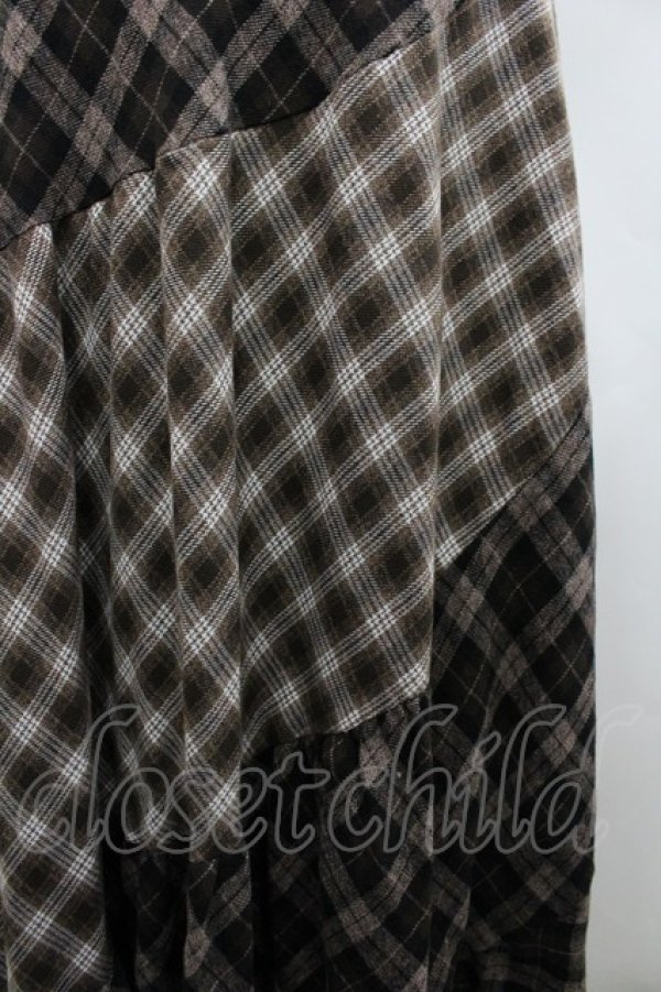 画像3: axes femme / チェック切替ロングスカート  ブラウン I-26-02-28-108-AX-SK-SA-ZI (3)