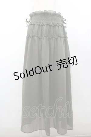 画像: axes femme / サイドリボンロングスカート  カーキＸブラウン I-26-02-28-112-AX-SK-SA-ZI