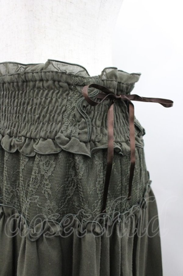 画像3: axes femme / サイドリボンロングスカート  カーキＸブラウン I-26-02-28-112-AX-SK-SA-ZI (3)