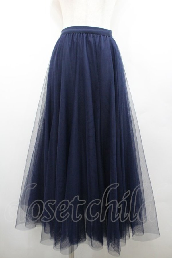 画像1: axes femme / ロングチュールスカート M ネイビー I-26-02-28-114-AX-SK-SA-ZI (1)