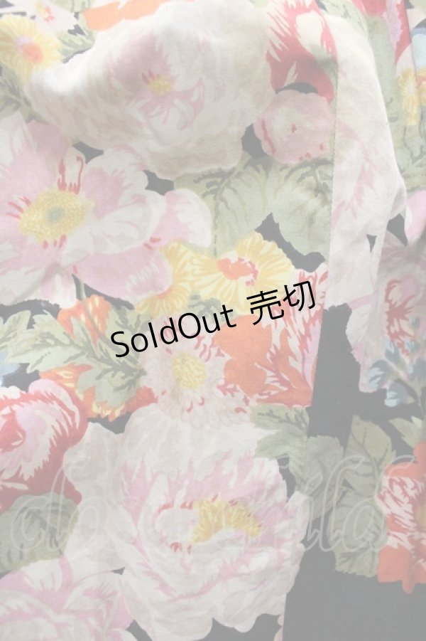 画像3: INGEBORG / フラワーブーケプリントスカート  黒ＸピンクＸ赤 I-26-02-28-115-LO-SK-SA-ZI (3)