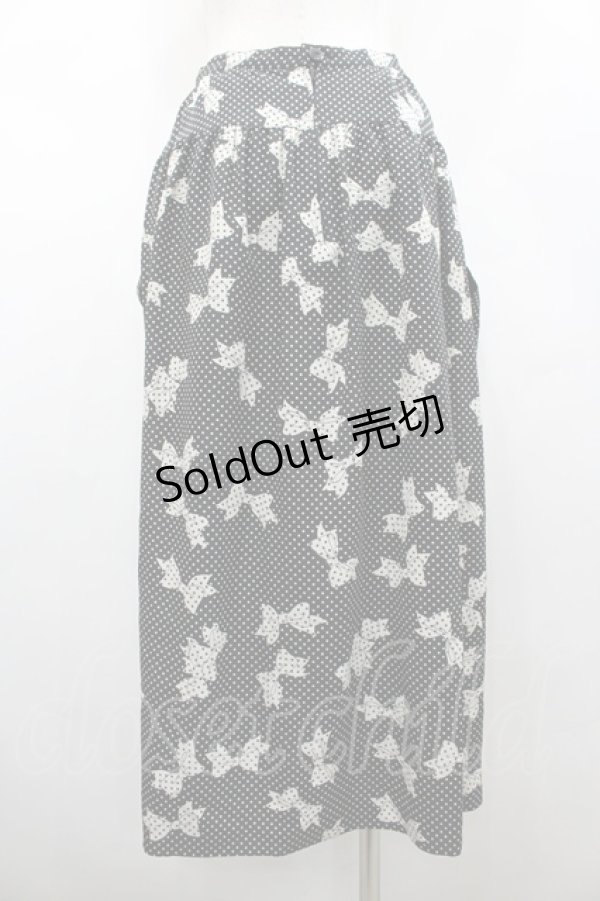 画像2: INGEBORG / ドットリボンプリントスカート  黒Ｘ白 I-26-02-28-116-LO-SK-SA-ZI (2)