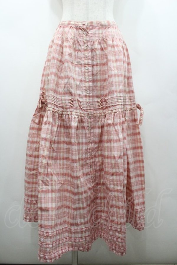 画像1: PINK HOUSE / チェックサイドリボンスカート  ピンクチェック I-26-02-28-117-LO-SK-SA-ZI (1)