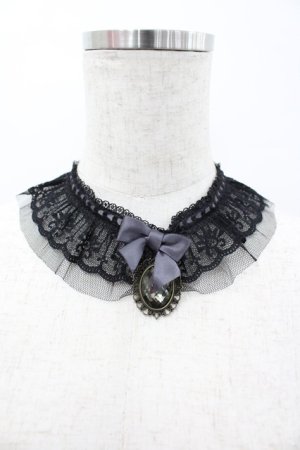 画像: Chill Outs / リボンストーンレースチョーカー  黒 I-26-02-28-129-LO-AC-SA-ZI