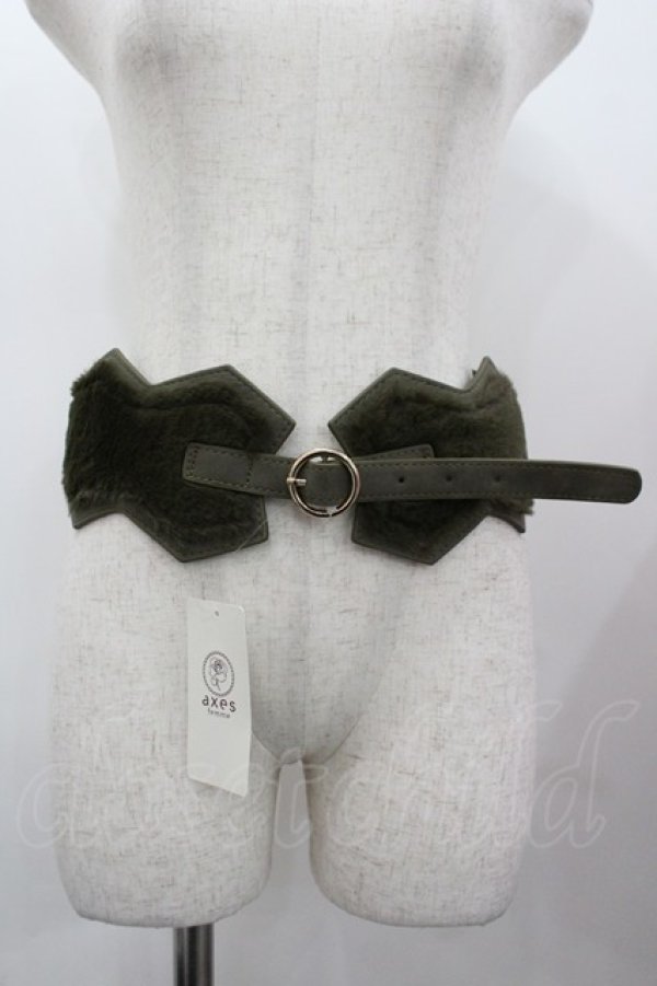 画像1: axes femme / ファー使いバックルベルト  カーキ I-26-02-28-132-AX-ZA-SA-ZI (1)