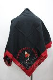 画像1: WONDERFUL WORLD / ロゴ&薔薇刺繍大判スカーフ  ブラック×レッド I-26-02-28-133-LO-ZA-SA-ZI (1)