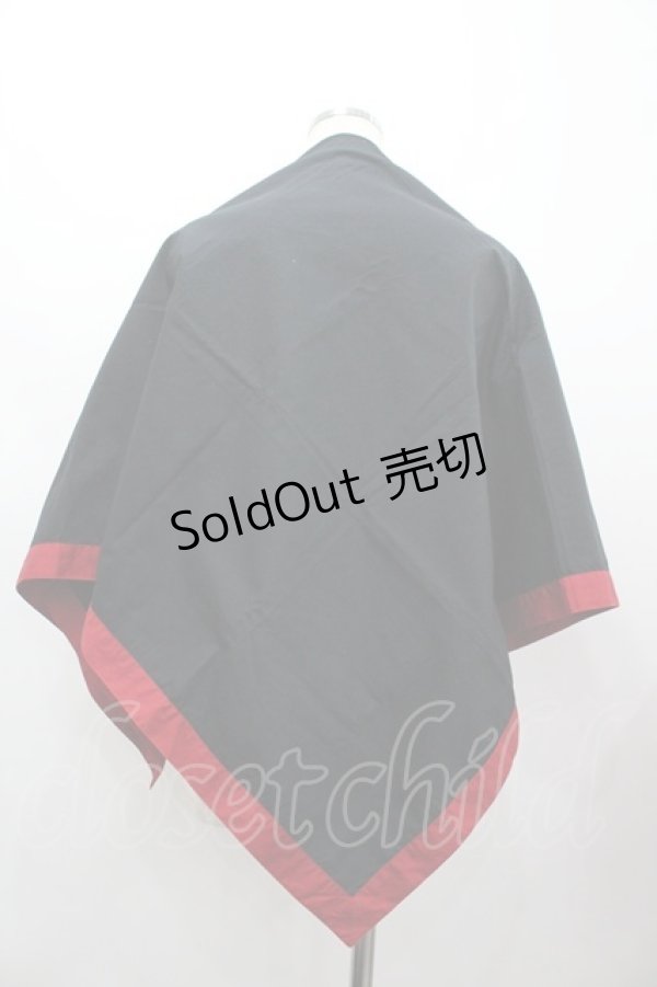 画像2: WONDERFUL WORLD / ロゴ&薔薇刺繍大判スカーフ  ブラック×レッド I-26-02-28-133-LO-ZA-SA-ZI (2)