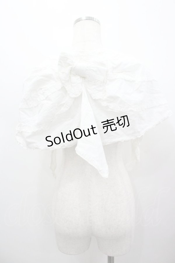 画像1: PINK HOUSE / ピコフリルリボンミニケープ風ストール  白 I-26-02-28-134-LO-ZA-SA-ZI (1)