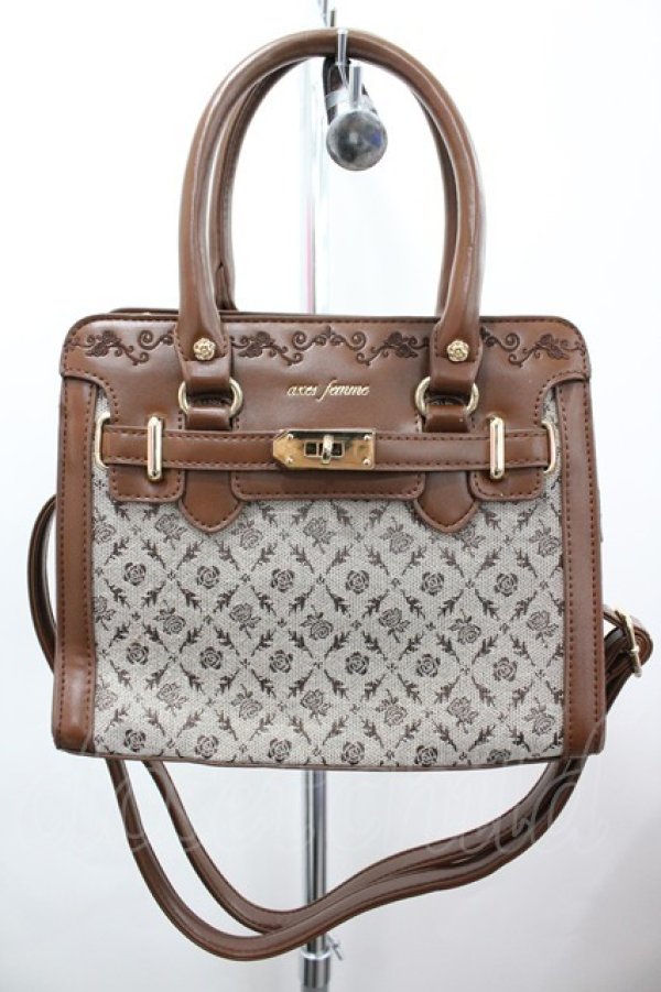 画像1: axes femme / 異素材コンビ2WAYバッグ  ブラウン I-26-02-28-144-AX-BG-SA-ZI (1)