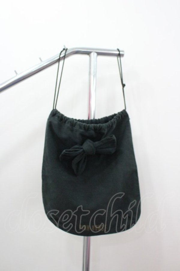 画像1: PINK HOUSE / リボン&ロゴ巾着  黒 I-26-02-28-154-LO-ZA-SA-ZI (1)