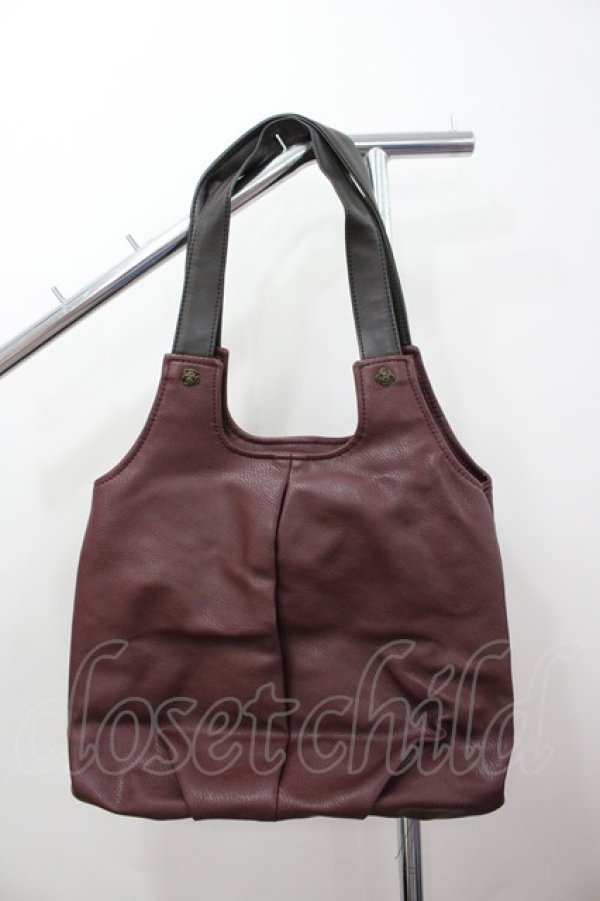 画像2: axes femme / ローズモチーフレザーハンドバッグ  ボルドー I-26-02-28-156-AX-BG-SA-ZI (2)