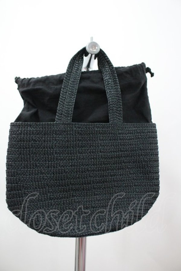 画像1: PINK HOUSE / 麦わらミニバッグ  黒 I-26-02-28-159-LO-BG-SA-ZI (1)