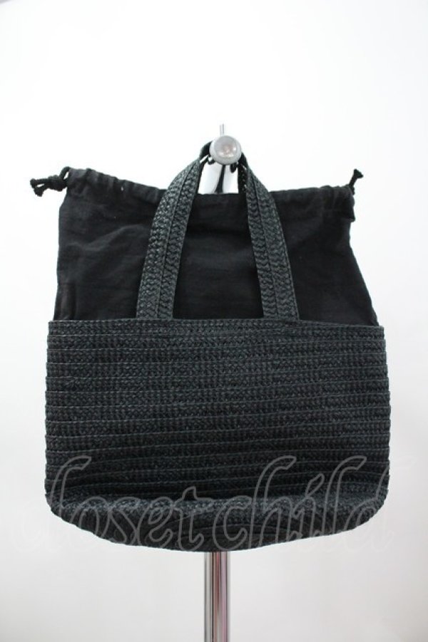 画像2: PINK HOUSE / 麦わらミニバッグ  黒 I-26-02-28-159-LO-BG-SA-ZI (2)