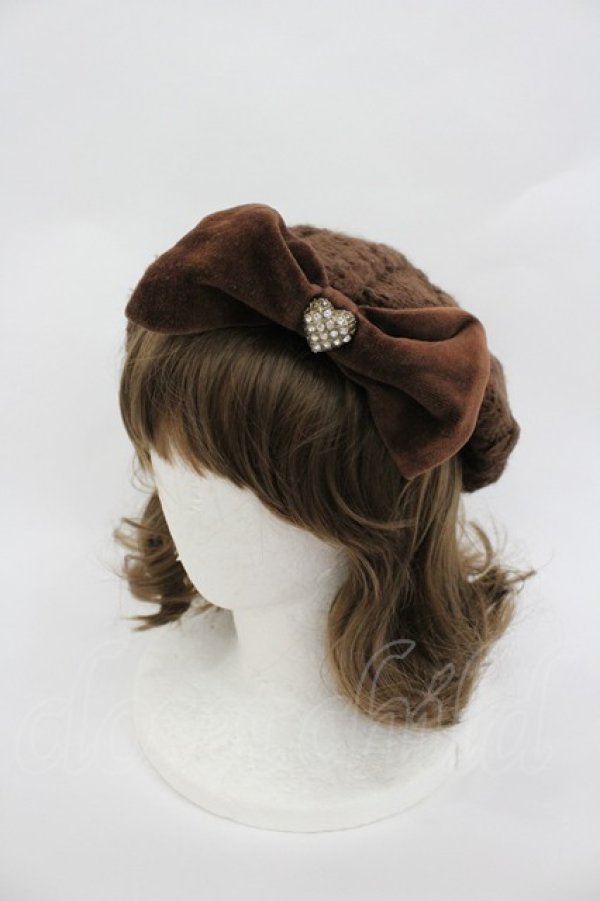 画像1: LIZ LISA / リボンニットベレー帽  ブラウン I-26-02-28-167-LO-AC-TE-ZI (1)