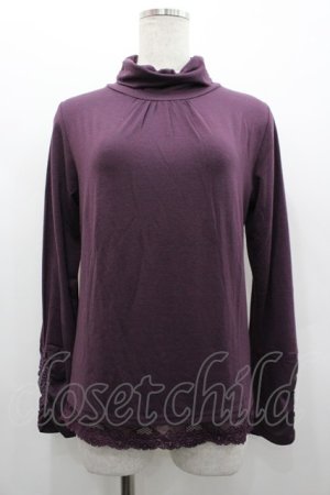 画像: axes femme / 袖先レースハイネックカットソー  パープル I-26-02-28-017-AX-TO-SA-ZI