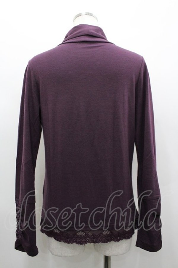画像2: axes femme / 袖先レースハイネックカットソー  パープル I-26-02-28-017-AX-TO-SA-ZI (2)