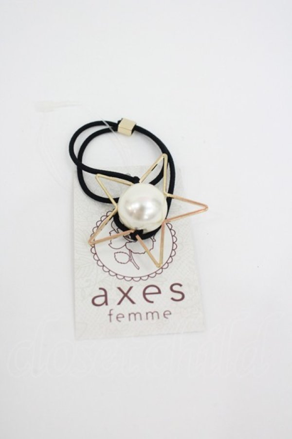 画像1: axes femme / パールＸフレームヘアゴム  ゴールドＸ赤 I-26-02-28-185-AX-AC-SA-ZI (1)