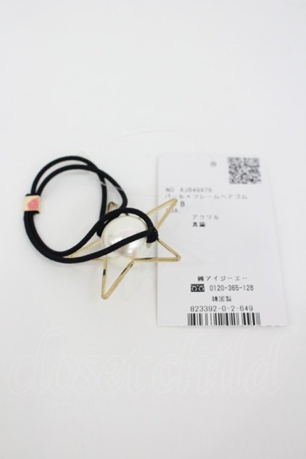 画像2: axes femme / パールＸフレームヘアゴム  ゴールドＸ赤 I-26-02-28-185-AX-AC-SA-ZI (2)