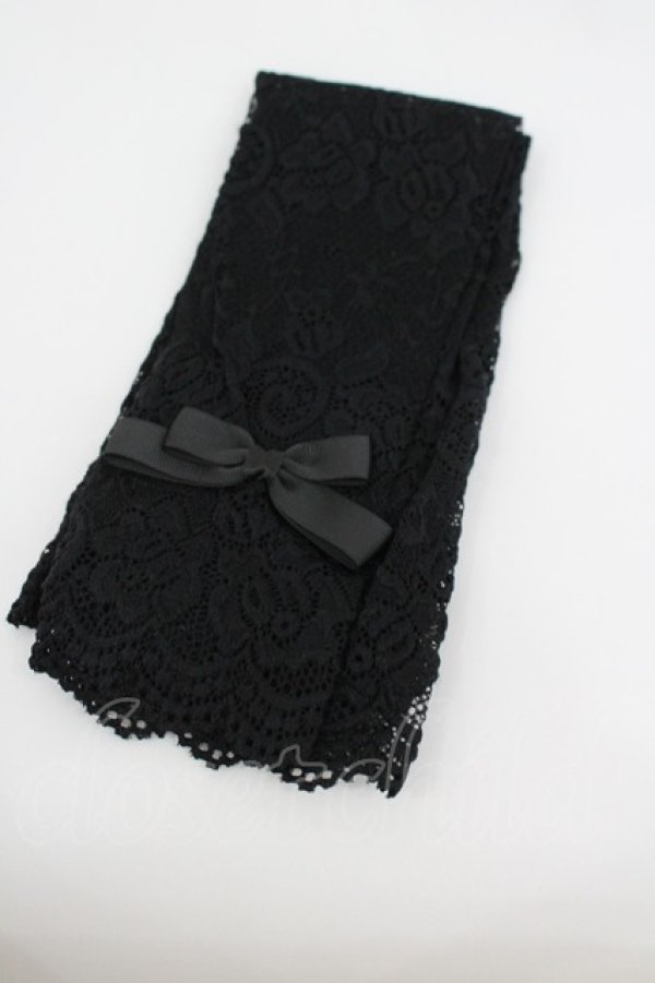 画像1: m petit by misako / AMレースロングアームカバー  黒 I-26-02-28-212-LO-ZA-SA-ZI (1)