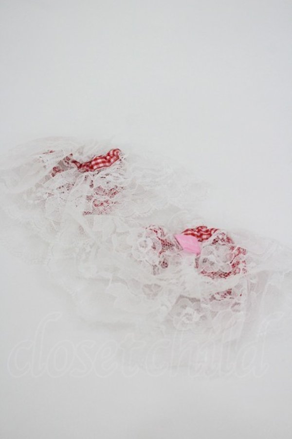 画像2: Nile Perch / いちごリボンレースお袖とめ  白Ｘ赤 I-26-02-28-216-LO-ZA-SA-ZI (2)
