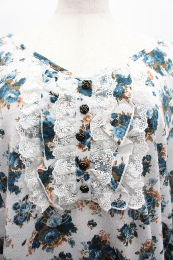 画像3: axes femme / 薔薇柄ドルマントップス  白Ｘ青 I-26-02-28-022-AX-TO-SA-ZI (3)