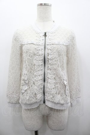 画像: axes femme / はしごリボン&レースブルゾン  グレー I-26-02-28-023-AX-TO-SA-ZI