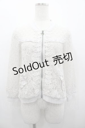 画像: axes femme / はしごリボン&レースブルゾン  グレー I-26-02-28-023-AX-TO-SA-ZI