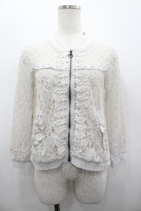 画像1: axes femme / はしごリボン&レースブルゾン  グレー I-26-02-28-023-AX-TO-SA-ZI (1)