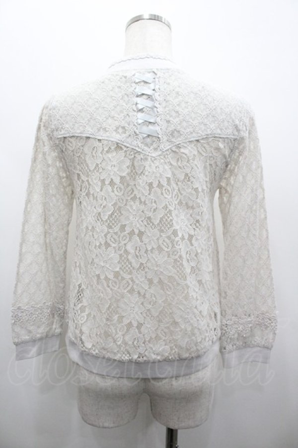 画像2: axes femme / はしごリボン&レースブルゾン  グレー I-26-02-28-023-AX-TO-SA-ZI (2)