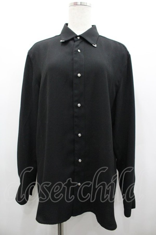 画像1: AXES-X / カラーチップ&ローズ釦シャツ M 黒Ｘシルバー I-26-02-28-025-LO-BL-SA-ZI (1)