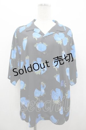 画像: AXES-X / ストロベリープリントアロハシャツ M 黒Ｘ青 I-26-02-28-026-LO-BL-SA-ZI